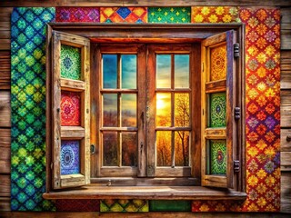 Antique Window, Vivid Colors,  Sharp Focus,  Atmospheric Photo