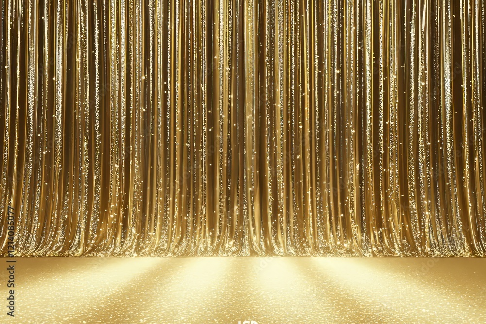 Poster abstract golden forms with a light-effect backdrop.