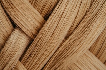 Organic haircare for beautiful styling . Close-up of intricately woven blonde hair strands.
