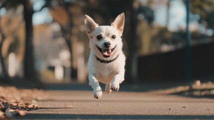 Happy Dog Running in Outdoor Natural Light