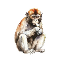 watercolor Monkey isolated white background