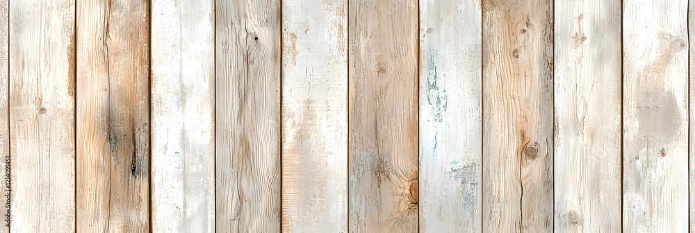 Poster Closeup view of an aged and weathered wooden plank or board background with a horizontal grain pattern and distressed cracked and worn surface textures  This rustic