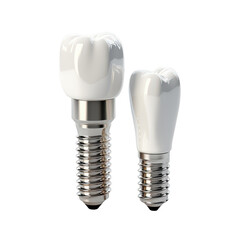white teeth and dental implant ,isolated on transparent background.