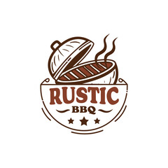 Rustic BBQ emblems with retro style vector illustration