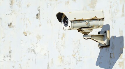 Security Camera Mounted on a Wall in Weathered Condition