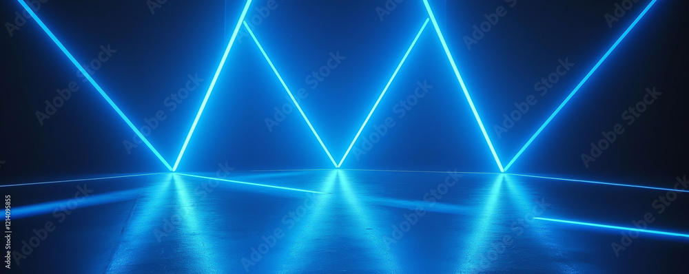 Poster abstract background with blue gradient light streaks on black: glowing horizontal lines and blurred 