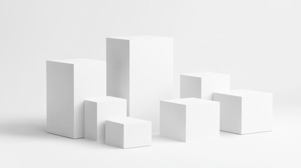 Fototapeta premium Abstract Minimalist White Geometric Shapes.