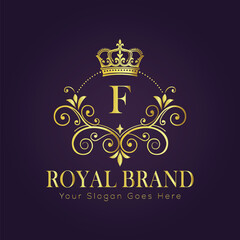 Letter F luxury gold logo concept