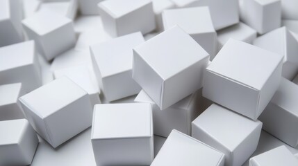 Abstract Composition of White Cubes; Minimalist Design.