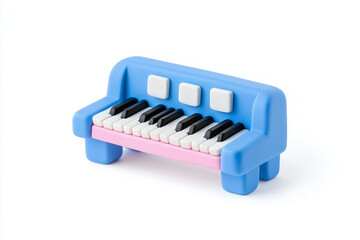 Fototapeta premium a plasticine 3D icon of a piano, pastel tones, vibrant clay design, isolated on white background