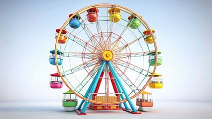 Obraz premium Minimalist Ferris Wheel, White Background, AI Art