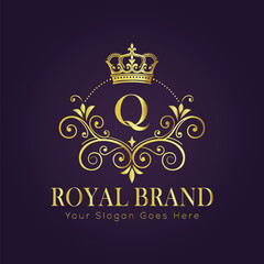 Letter Q luxury gold logo concept