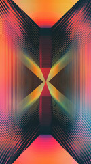 Vibrant Geometric Symmetrical Abstract Prismatic Perspective with Orange and Pink Gradient