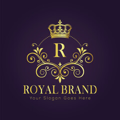 Letter R luxury gold logo concept
