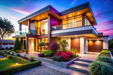 Fototapeta premium Modern House Exterior - Colourful, Dynamic Design