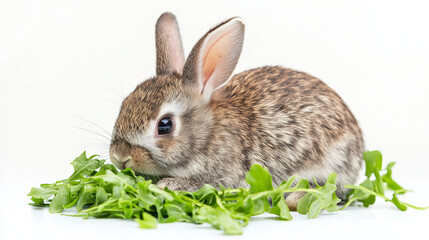 Obraz premium a close up of rabbit with beautiful black eyes and smooth fur isolated on gray background