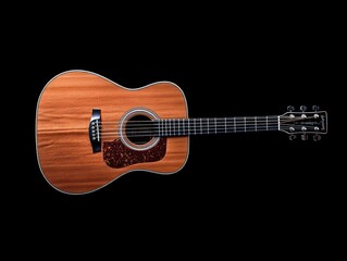 A Detailed View Of A Wooden Acoustic Guitar