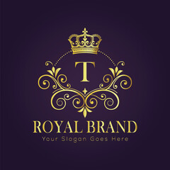 Letter T luxury gold logo concept