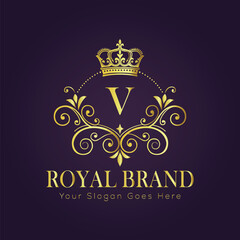 Letter V luxury gold logo concept