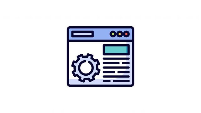 Icon animation website settings kit displays page configuration options, suitable for web design concepts, technology blogs and digital marketing content