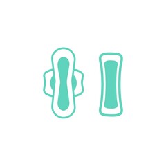 Female menstrual cycle elements. Female hygiene product vector icons, pantyliner icon isolated on white.
