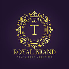 Letter T luxury gold logo concept