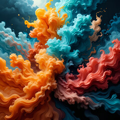 Fototapeta premium Abstract art of powder colors with a black background