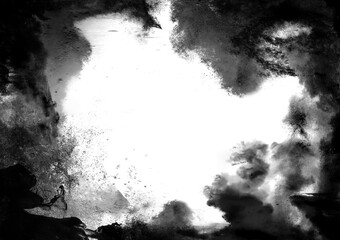 モノクロ墨インクのフレーム素材