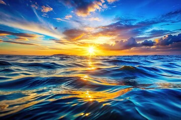 Obraz premium Stunning Morning Sea Surface and Sky - AI Art