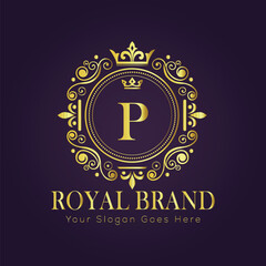 Letter P luxury gold logo concept