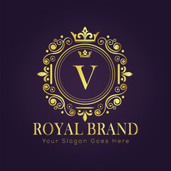 Letter V luxury gold logo concept