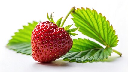 Wild strawberries, urban exploration, white backdrop, photorealistic detail.