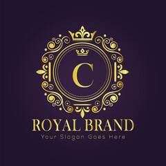 Letter C luxury gold logo concept
