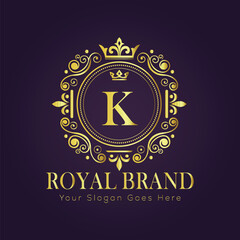 Letter K luxury gold logo concept
