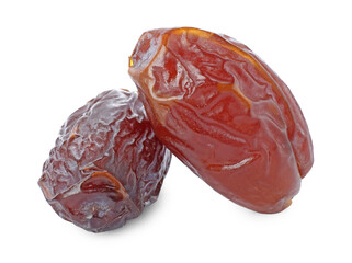 Two tasty dried dates isolated on white