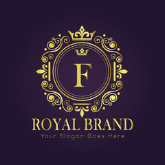 Letter F luxury gold logo concept