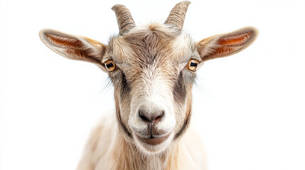 Obraz premium a close up of goat face isolated on white background