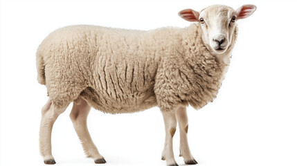 sheep with thick fur  isolated on white background