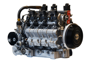 Powerful Industrial Engine Close Up Isolated on transparent Background