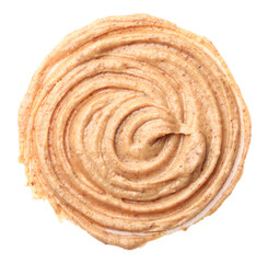 Sample of tasty nut butter isolated on white, top view