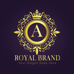  Letter A luxury gold logo concept