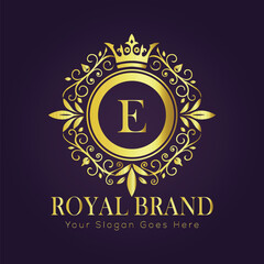 Letter E luxury gold logo concept
