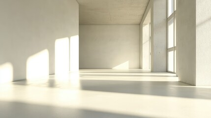 Obraz premium Sunlit Minimalist Modern Empty Room Interior Design.