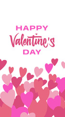 Romantic handwritten Happy Valentine's Day design with hearts and red-purple tones, perfect for creating unique invitations, greeting cards, and social media visuals