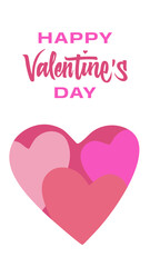 Romantic handwritten Happy Valentine's Day design with hearts and red-purple tones, perfect for creating unique invitations, greeting cards, and social media visuals