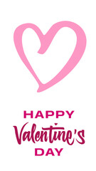 Romantic handwritten Happy Valentine's Day design with hearts and red-purple tones, perfect for creating unique invitations, greeting cards, and social media visuals