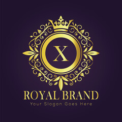 Letter X luxury gold logo concept