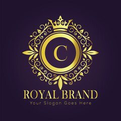 Letter C luxury gold logo concept