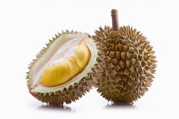 Naklejka premium Durian ( Durio zibethinus) isolated on white background with clapping path full of depth 