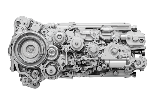 Complex Engine System A Detailed View of Industrial Machinery Isolated on transparent Background